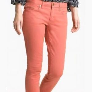 TORY BURCH Alexa Cropped Skinny Jeans Coral Pink Low Rise Stretch